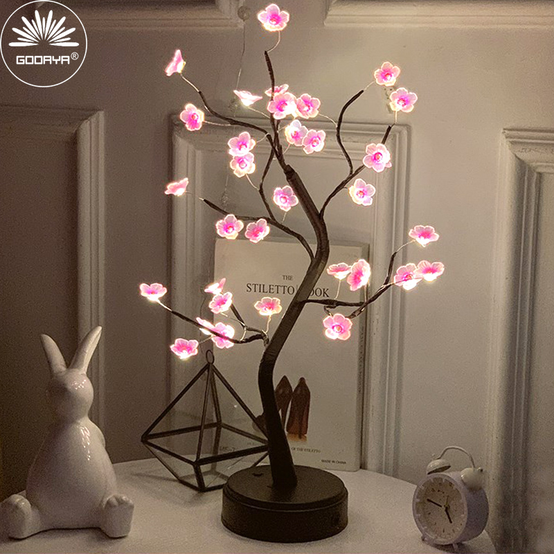 Bonsai Garden Dc - テーブルツリーナイトライト電池式タッチスイッチ人工盆栽チェリーデスクトップツリーLEDランプライト庭の装飾