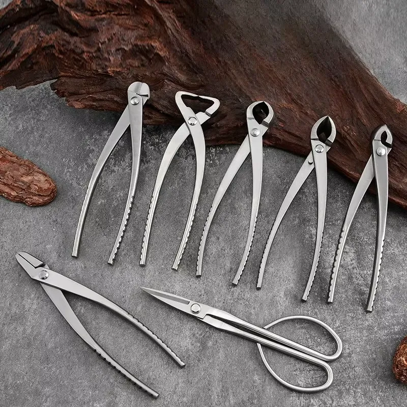 Bonsai Tool Set - 7個入り園芸盆栽ツールセット ステンレス鋼製 スポット造園鉢植え植物庭葉芽棒剪定鋏