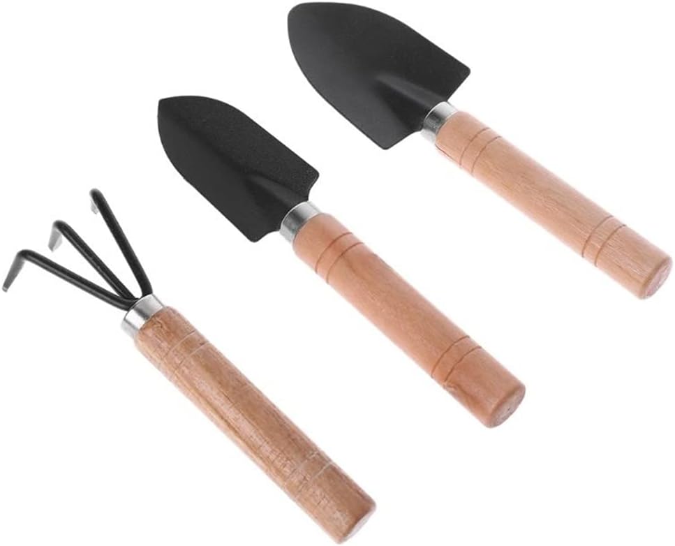 Bonsai Tool Set - 3パック ガーデンシャベル レーキ ショベル 盆栽ツールセット 木製ハンドル
