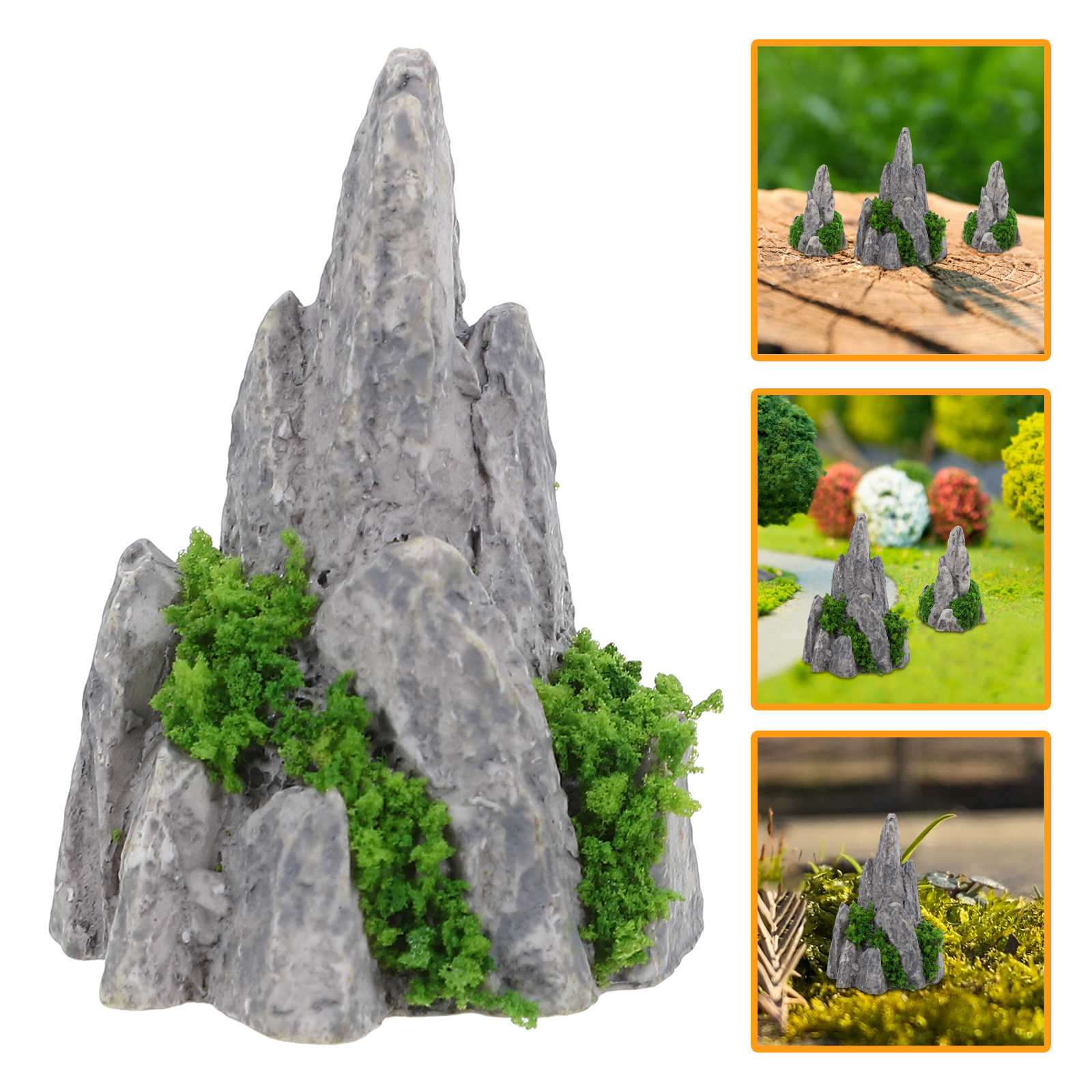 Bonsai Garden For Desk - 8個入りミニ樹脂製ロックガーデンオーナメント、マイクロランドスケープ盆栽庭、デスク、リビングルーム、サンドテーブル、室内モス鉢、水槽装飾用