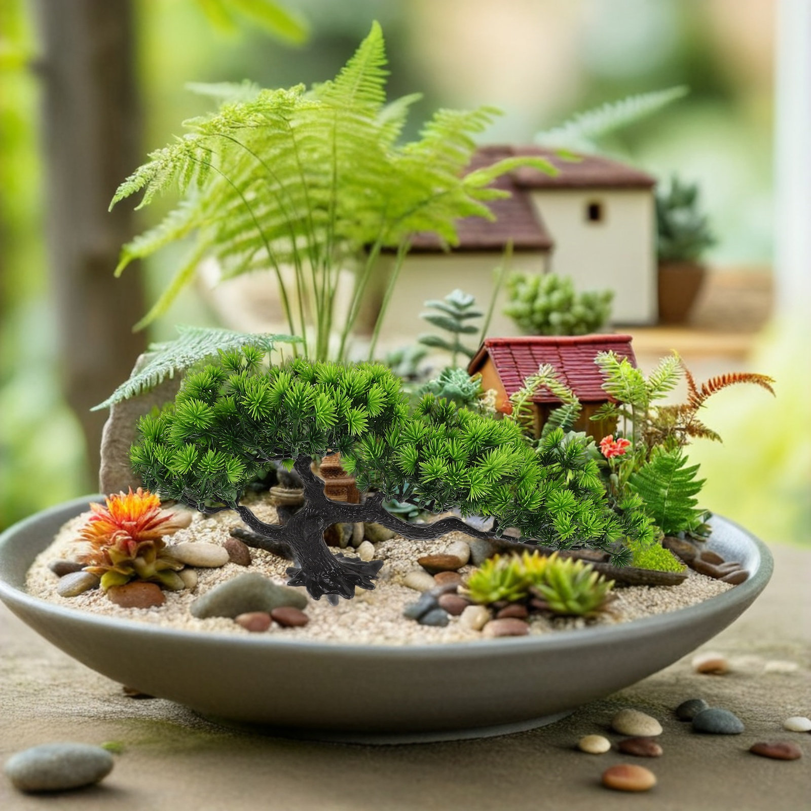 Bonsai Garden For Desk - 2個入り人工盆栽ツリー、人工ジュニパー、室内用小型フェイクプラント、自宅やオフィスのデスク、禅ガーデン、デスクトップの装飾に。