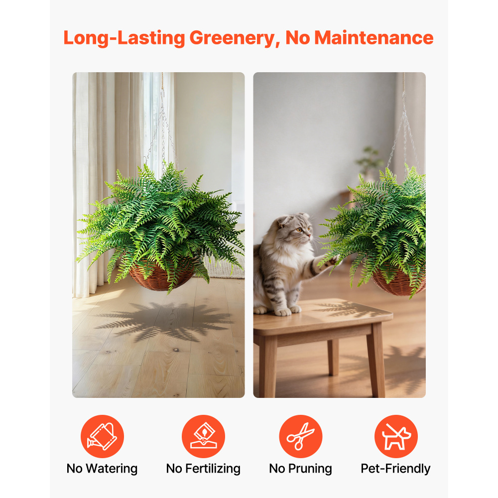 人工シダ、2個セットのフェイクハンギングボストンシダブッシュ - Bonsai Garden Indoor のレビューと価格