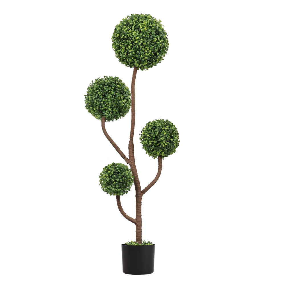 高さ4フィートの人工ツゲのトピアリーツリー、大型フェイクグリ - Bonsai Garden Indoor のレビューと価格