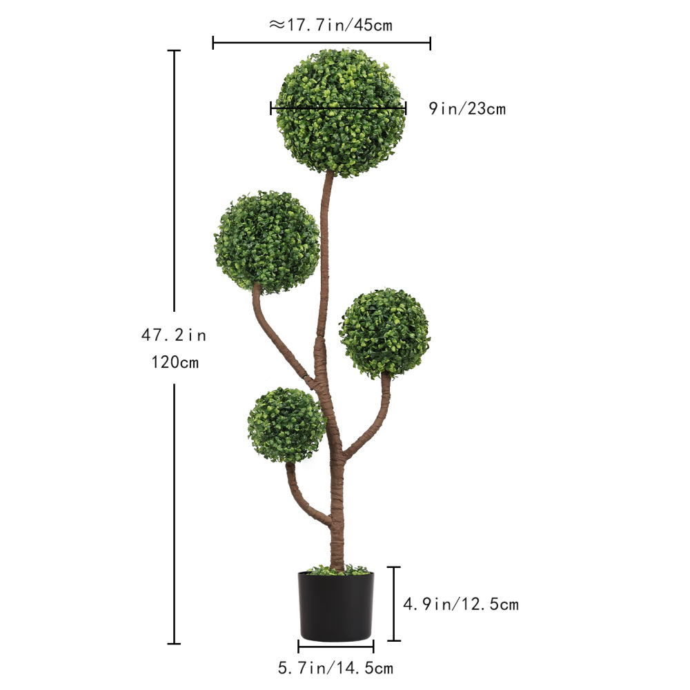 高さ4フィートの人工ツゲのトピアリーツリー、大型フェイクグリ - Bonsai Garden Indoor のレビューと価格