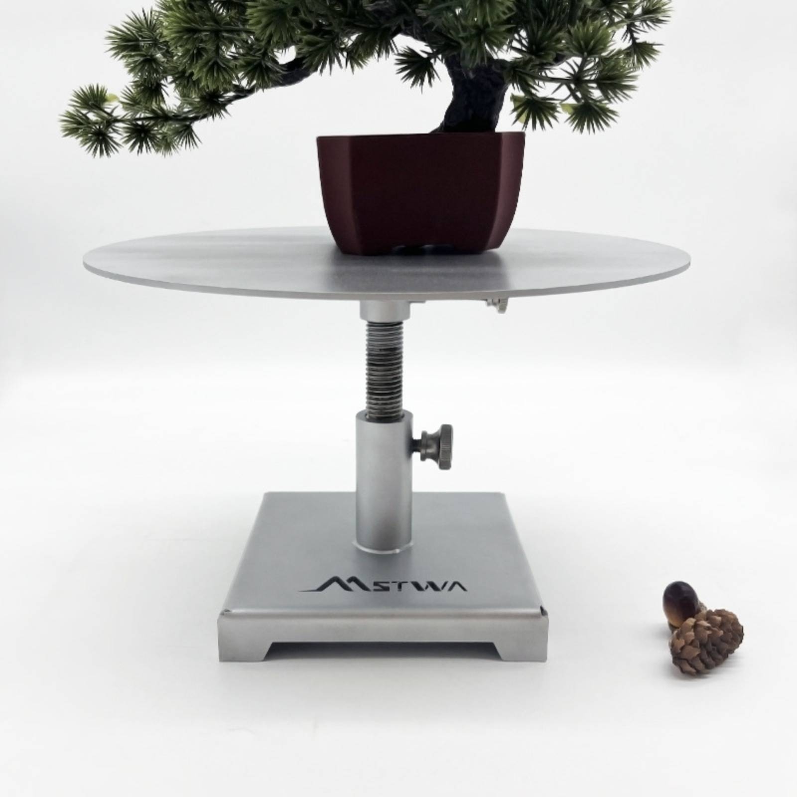 調整可能な昇降機能付きステンレス製盆栽台、頑丈で滑らかな回転 - Bonsai Gardener のレビューと価格