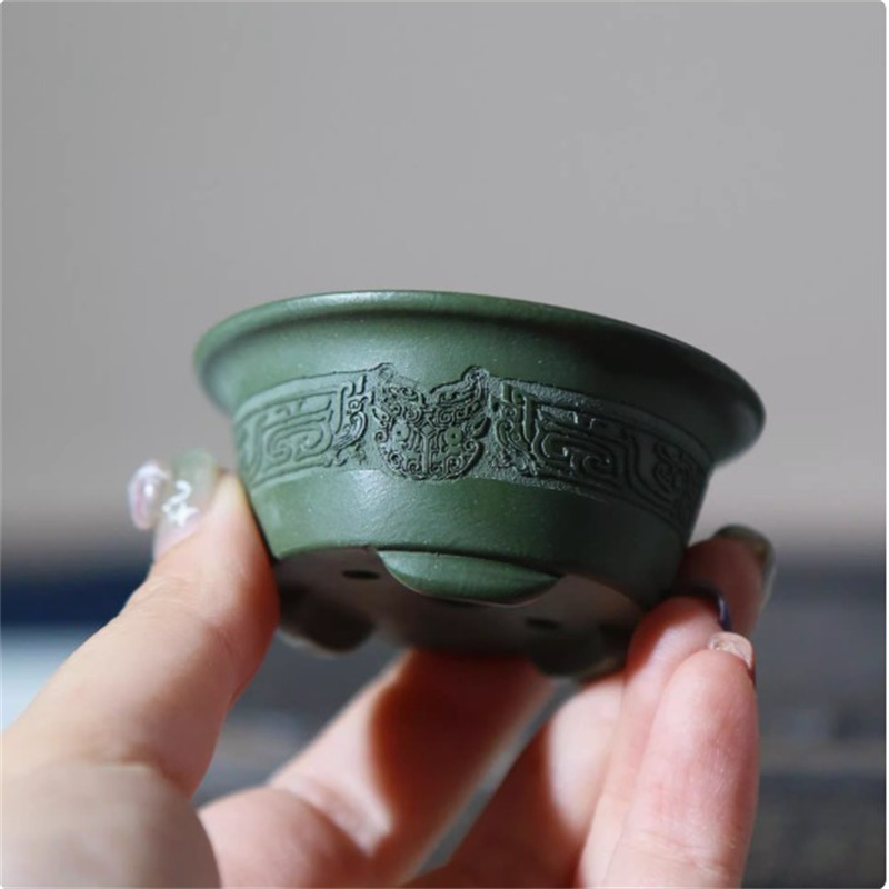 陶器製ミニ盆栽鉢、小型花瓶、緑粘土、紫砂、龍模様、家庭、オフ - Bonsai Garden For Desk のレビューと価格