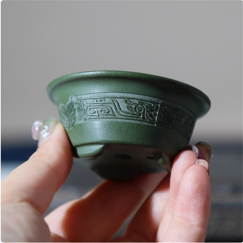 陶器製ミニ盆栽鉢、小型花瓶、緑粘土、紫砂、龍模様、家庭、オフ - Bonsai Garden For Desk のレビューと価格