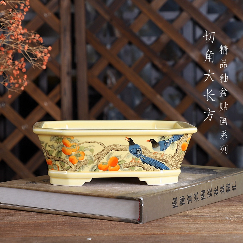 磁器長方形盆栽ポット、伝統的な中国のパターン、部屋、ホームテ - Bonsai Garden For Desk のレビューと価格