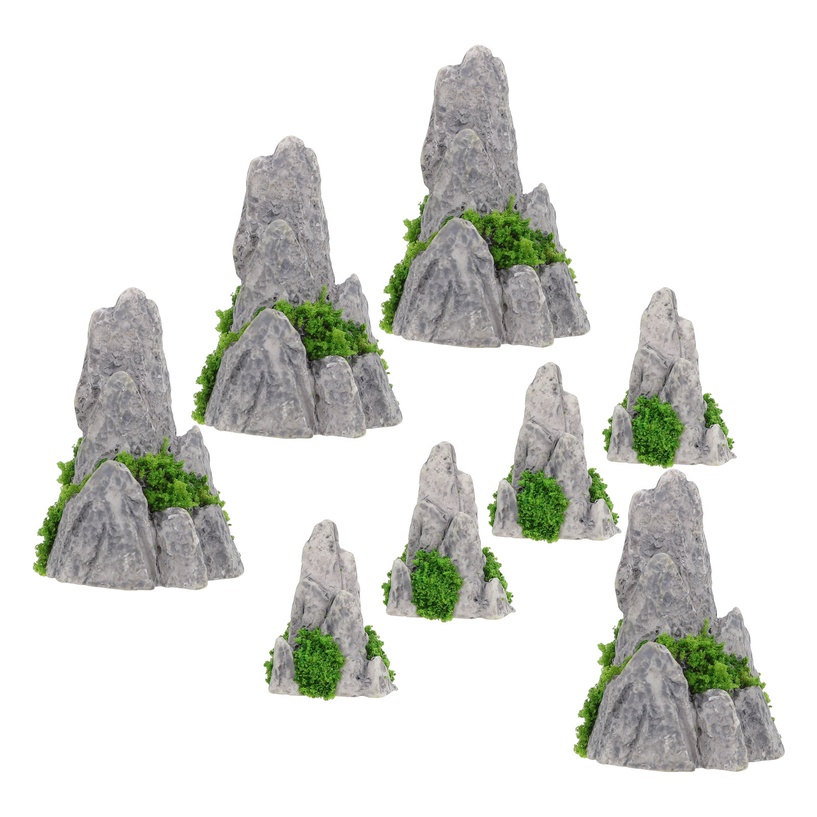 8個入りミニ樹脂製ロックガーデンオーナメント、マイクロランド - Bonsai Garden For Desk のレビューと価格