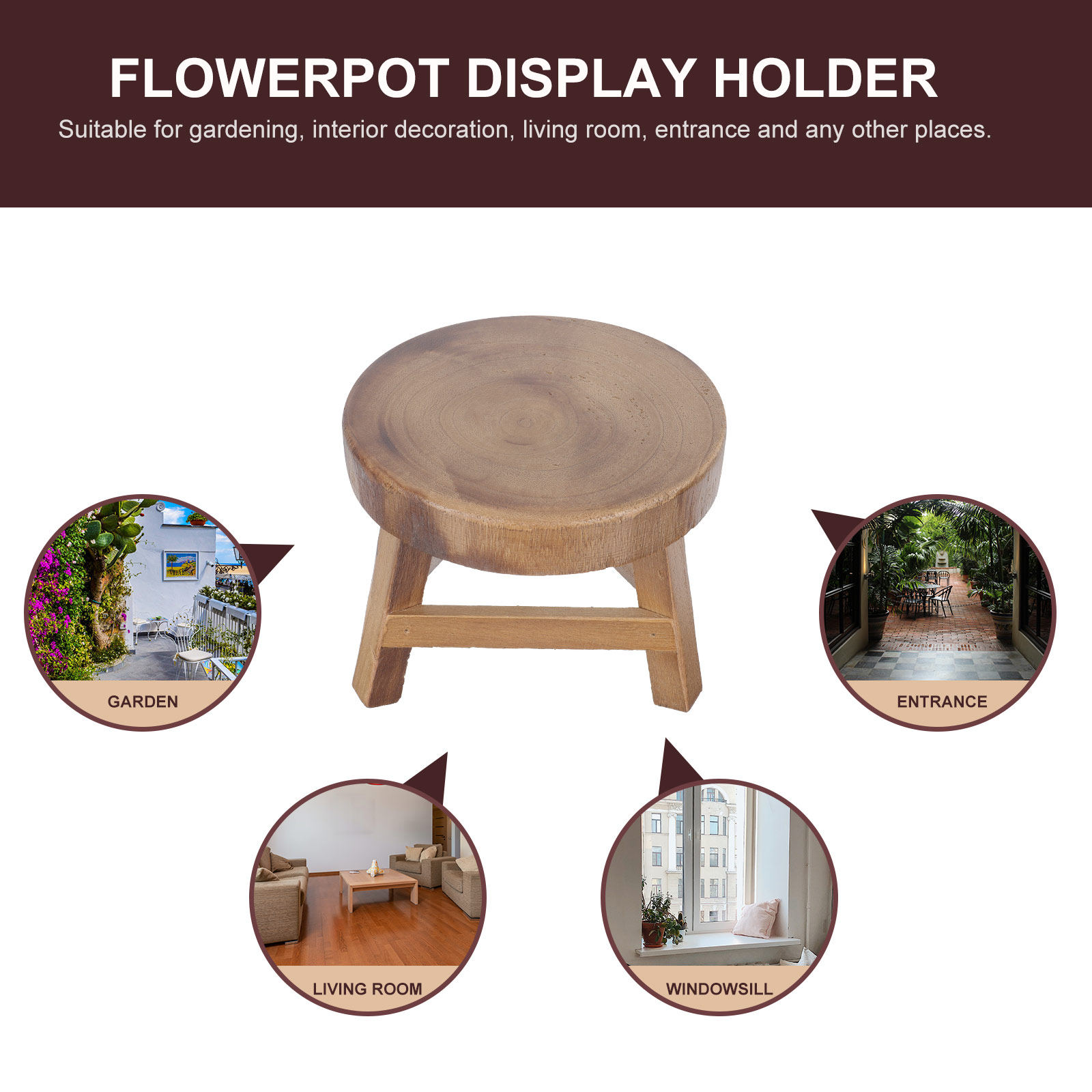 1個入り木製植木鉢スタンド、素朴な無垢材の植物ホルダー、室内 - Bonsai Garden Display のレビューと価格